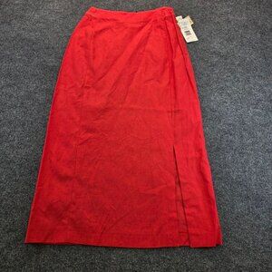 Vintage Harvé Benard Maxi Skirt 6 Red Linen Blend High Waist Holidays Tomatogirl